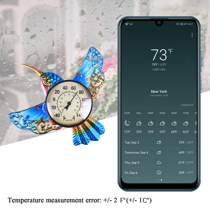 MUMTOP Indoor Outdoor Thermometer Hummingbird Waterproof Wall Mounted Thermometer for Patio, Yard, Garden - Image 4